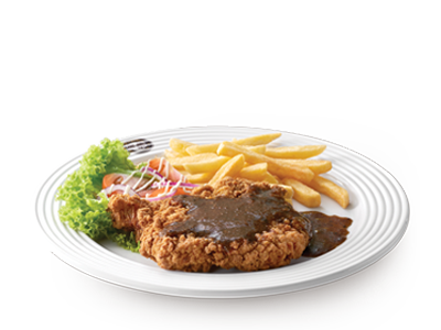 Black Pepper Sauce Fried Chicken Chop<br /><span lang="zh">黑胡椒酱炸鸡扒</span>