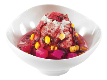 Rose Syrup Ice Kacang<br />( With or Without Ice Cream )<br /><span lang="zh">玫瑰糖浆刨冰</span>