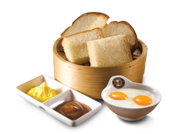 Kaya Butter Steamed Bread +<br />Soft Boiled Omega Eggs<br /><span lang="zh">加央牛油蒸面包+生熟蛋</span>